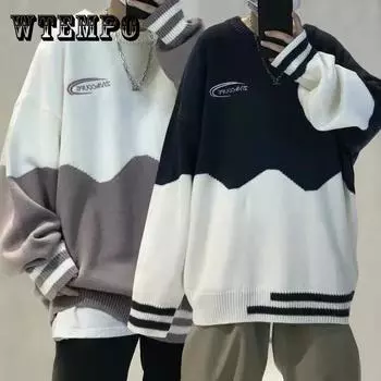 Осенне-зимний мужской свитер с круглым вырезом, трендовый теплый пуловер, мягкий свободный повседневный свитер 3XL