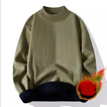 Осенне-зимний мужской свитер с толстой подошвой и круглым вырезом, плюшевый вязаный свитер, водолазка с бархатной подкладкой, теплые однотонные пуловеры XXXXXL белый