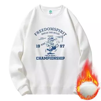 Осенне-зимний мужской свитер, свободный флисовый утолщенный пуловер, подростковый студенческий свитер с круглым вырезом, универсальная нижняя рубашка M белый