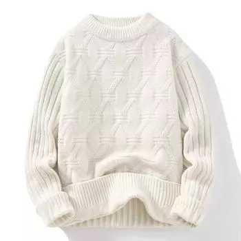 Осенне-зимний мужской свитер, теплый и плотный, повседневный, модный, с круглым вырезом, свободный, в полоску, с контрастными буквами, элегантный, для поездок на работу XXXL