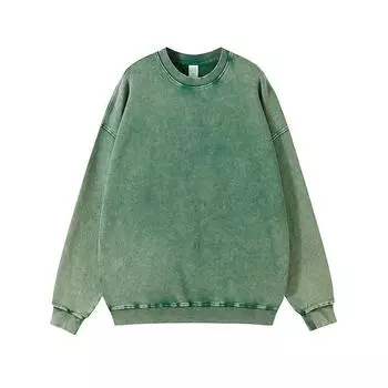 Осенне-зимний мужской свитер в американском стиле ретро, выстиранный, однотонный, с круглым вырезом, большой размер, свободный джемпер M чёрный