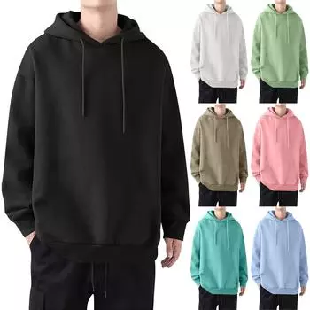 Осенне-зимний мужской свободный хлопковый свитер с капюшоном, однотонный повседневный свитер XXXL розовый