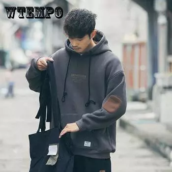 Осенне-зимний мужской свободный свитер с капюшоном плюс бархатное толстое пальто в стиле ретро с капюшоном XXXL