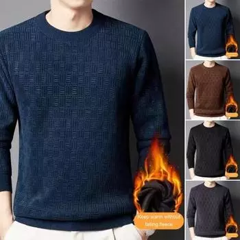 Осенне-зимний мужской топ с круглым вырезом, мягкий толстый теплый пуловер средней длины с длинными рукавами, однотонный мягкий мужской свитер 3XL серый