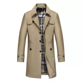 Осенне-зимний мужской тренчкот большого размера, мужская куртка средней и длинной длины 2XL