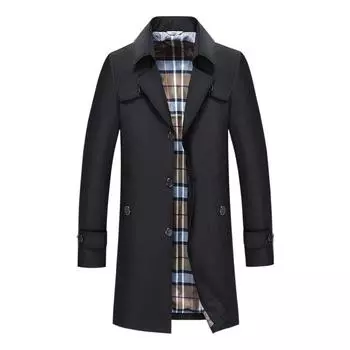 Осенне-зимний мужской тренчкот большого размера, мужская куртка средней и длинной длины M