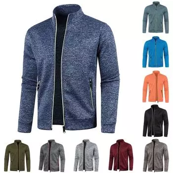 Осенне-зимний мужской трикотажный свитер на молнии с длинными рукавами из тонкого бархата L армия зеленый