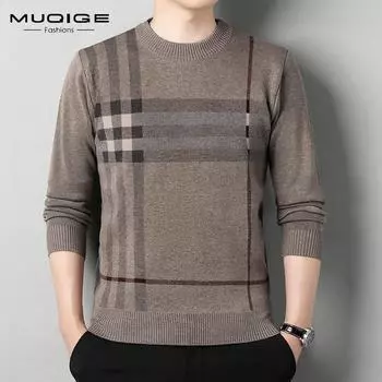 Осенне-зимний мужской утолщенный новый свитер, мужской вязаный свитер с круглым вырезом и свободным низом, мужское пальто 165/80A чёрный