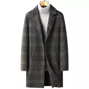 Осенне-зимний мужской утолщенный плащ средней и длинной длины M