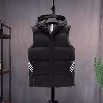 Осенне-зимний мужской жилет, пуховая хлопковая одежда, корейская версия, трендовый жилет, утолщенный жилет, куртка M белый