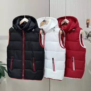 Осенне-зимний мужской жилет пуховик хлопковая куртка плечи теплый жилет верхняя одежда куртка для верховой езды L чёрный