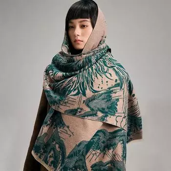 Осенне-зимний национальный стиль мифический стиль Феникс Гочао двухсторонний двухцветный теплый шарф элегантная и простая шаль 180-65cm