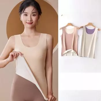 Осенне-зимний немецкий бархатный бесшовный терможилет для женщин, двухстороннее бархатное термобелье, тонкий облегающий базовый жилет M