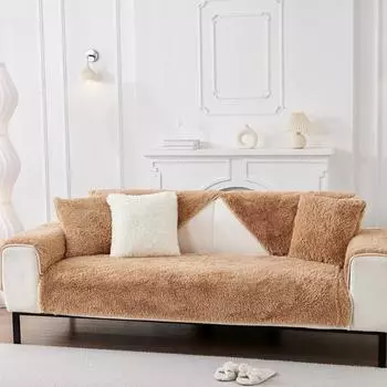 Осенне-зимний нескользящий толстый плюшевый кожаный диван-подушка, тканевая подушка для сиденья, чехол для дивана, однотонный цвет 70*70cm