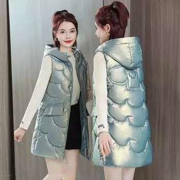 Осенне-зимний несменный хлопковый жилет, женский, средней и длинной длины, универсальный тонкий хлопковый жилет, модный, пуховый хлопковый жилет M80-47.5 kg