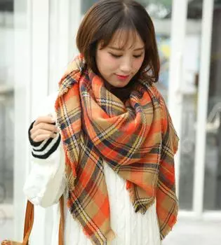 Осенне-зимний новый клетчатый шарф имитация кашемира теплый женский клетчатый квадратный шарф шаль 140 см