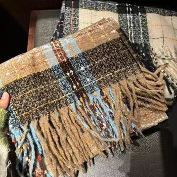 Осенне-зимний новый клетчатый шарф с цветными блоками для женщин, утолщенный и теплый для пар, шарф для студентов, высококачественный и универсальный 200*45cm