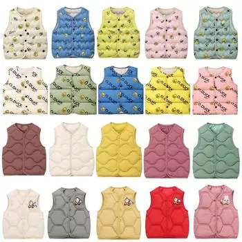 Осенне-зимний новый маленький желтый утиный детский хлопковый жилет для маленьких и средних мальчиков и девочек, терможилет из хлопка, жилет, жилет для младенцев 90 yards