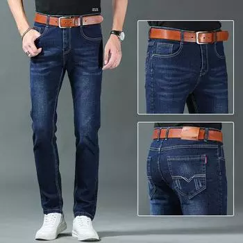Осенне-зимний новый мужской джинсовый тренд модные и универсальные толстые свободные прямые повседневные джинсовые брюки 28 синий