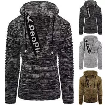 Осенне-зимний новый мужской повседневный свитер с капюшоном и длинными рукавами, пальто XXL