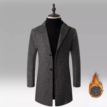 Осенне-зимний новый мужской тренчкот большого размера, среднее и длинное пальто, куртка, однобортное пальто, чтобы согреться M