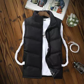 Осенне-зимний новый мужской жилет молодежная корейская версия тонкая повседневная однотонная утолщенная теплая мужская куртка M