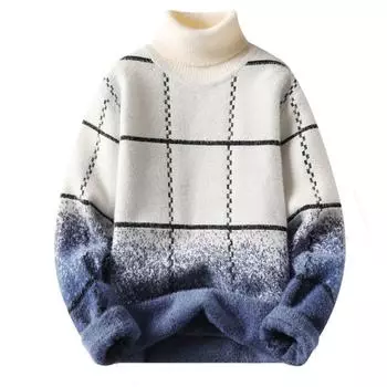 Осенне-зимний новый подростковый свитер с высоким воротником, мужской корейский вариант, толстый теплый красивый шерстяной свитер M чёрный