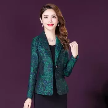 Осенне-зимний новый продукт, женский маленький костюм среднего возраста, жаккардовый маленький костюм с короткими рукавами, топ 5XL