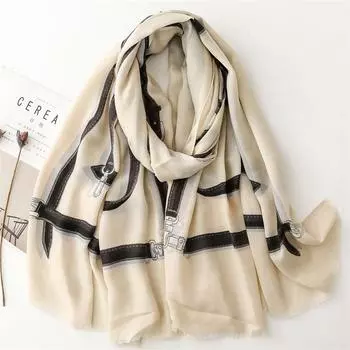 Осенне-зимний новый шарф из хлопка и конопли с фактурой, пояс-цепочка MO, шелковый шарф, теплая шаль для женщин 180*88