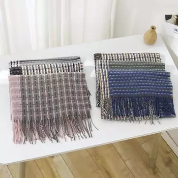 Осенне-зимний новый шарф женский утолщенный искусственный кашемир универсальный студенческий шаль длинный клетчатый шарф 65*200cm