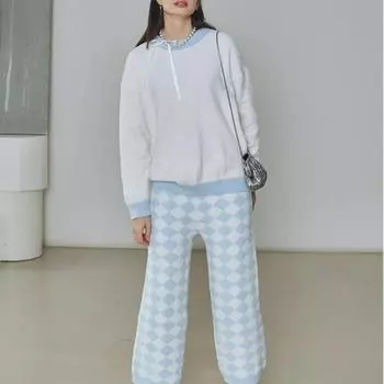 Осенне-зимний новый стильный домашний костюм, простая черная и белая клетчатая и сине-белая клетчатая мягкая пижама, костюм для верхней одежды One Size чёрный