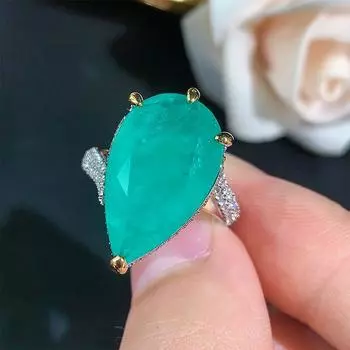 Осенне-зимний новый стиль Параиба циркон кольцо открытый изумруд простая роскошь ретро мода изумрудный