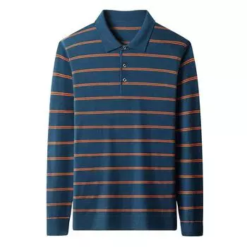 Осенне-зимний новый стиль шерстяной трикотажный мужской свободный свитер-поло с воротником-поло в полоску с цветными блоками повседневный деловой трикотажный базовый слой M