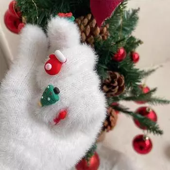 Осенне-зимний новый стиль вязаный рождественский подарок подарочный плюшевый Санта-пара перчатки с полным пальцем