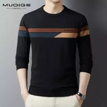 Осенне-зимний новый свитер с круглым вырезом, мужская рубашка с длинными рукавами и утолщенной подошвой, мужская одежда 165 чёрный