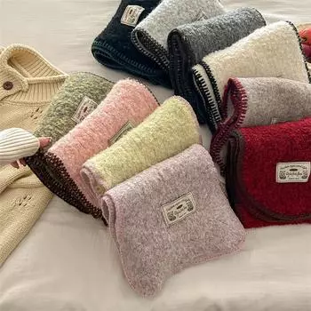 Осенне-зимний новый винтажный вязаный шарф из кашемира и шерсти с замком для женщин, теплый и удобный, для студентов 150 * 23cm темно-зеленого