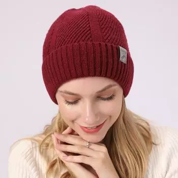 Осенне-зимний новый женский бархатный толстый вязаный пуловер, полосатая монохромная теплая шапка для мужчин и женщин one size серый