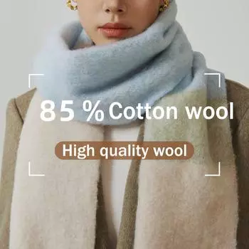 Осенне-зимний новый женский узкий шарф из 100% шерсти, контрастного цвета, теплый, удлиненный, утолщенный, универсальный, с кисточками на шее 210*22CM