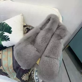 Осенне-зимний новый жилет из искусственного лисьего меха, женский жилет средней длины, модный меховой цельный меховой жилет, жилет S