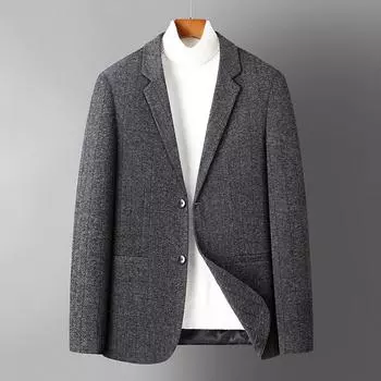 Осенне-зимний односторонний шерстяной односторонний пиджак в стиле вестерн для людей среднего возраста и молодежи, деловой костюм, шерстяная куртка 170 серый