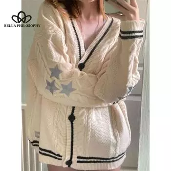 Осенне-зимний однотонный кардиган с длинными рукавами, вязаный кремовый однобортный свитер, пальто, женская модная одежда S