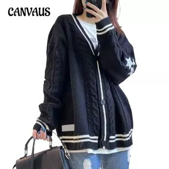 Осенне-зимний однотонный кардиган с длинными рукавами, женский, темпераментный, летучая мышь, вязаный бежевый однобортный свитер, пальто S чёрный