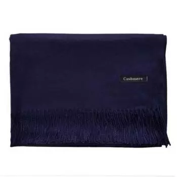 Осенне-зимний однотонный кашемировый шарф средней и длинной длины, теплый внешний вид с японским и корейским милым модным шарфом с бахромой 230G темно-синий