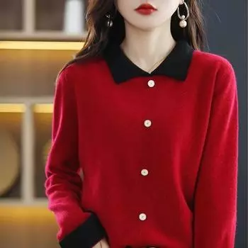 Осенне-зимний однотонный кашемировый свитер, женский пуловер, однотонный свитер, маленький ароматный детский пуловер с воротником, женский свитер One Size зелёный