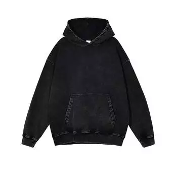 Осенне-зимний однотонный свитер с капюшоном для мужчин и женщин, хип-хоп-пуловер, повседневный спортивный топ, свободное мужское пальто большого размера M чёрный