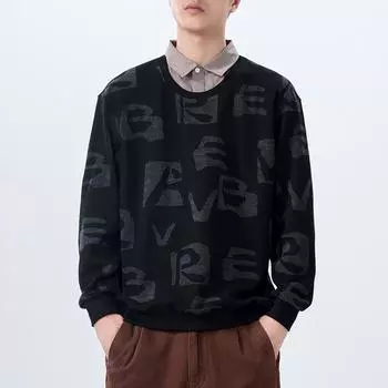 Осенне-зимний отпуск, два свитера с длинными рукавами, мужской, американский модный бренд, свободный, большой размер, молодежный, черный, мужская одежда M чёрный