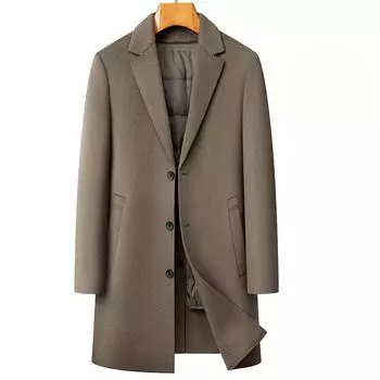 Осенне-зимний пиджак средней и длинной длины с воротником для делового костюма, с белой подкладкой из гусиного пуха, двусторонний твидовый пиджак M чёрный