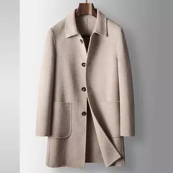 Осенне-зимний плащ из чистой шерсти ручной работы с лацканами, молодежная деловая двухсторонняя повседневная теплая куртка 170 верблюд