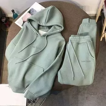 Осенне-зимний плотный комплект из двух предметов для бега, теплая толстовка с капюшоном, спортивный костюм, брюки-шаровары с высокой талией, комплект из плотных брюк до щиколотки XXL серый