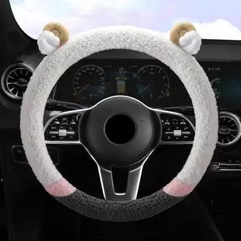 Осенне-зимний плюшевый чехол на руль автомобиля, теплый чехол на руль автомобиля, мультяшный теплый милый чехол на руль автомобиля, милый рог оленя